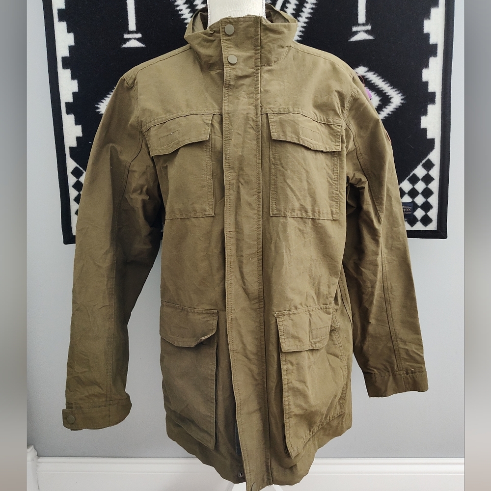 💚 EUC Alpine Design Boulder Army Green Wind & Water Repellent Button Front Coat